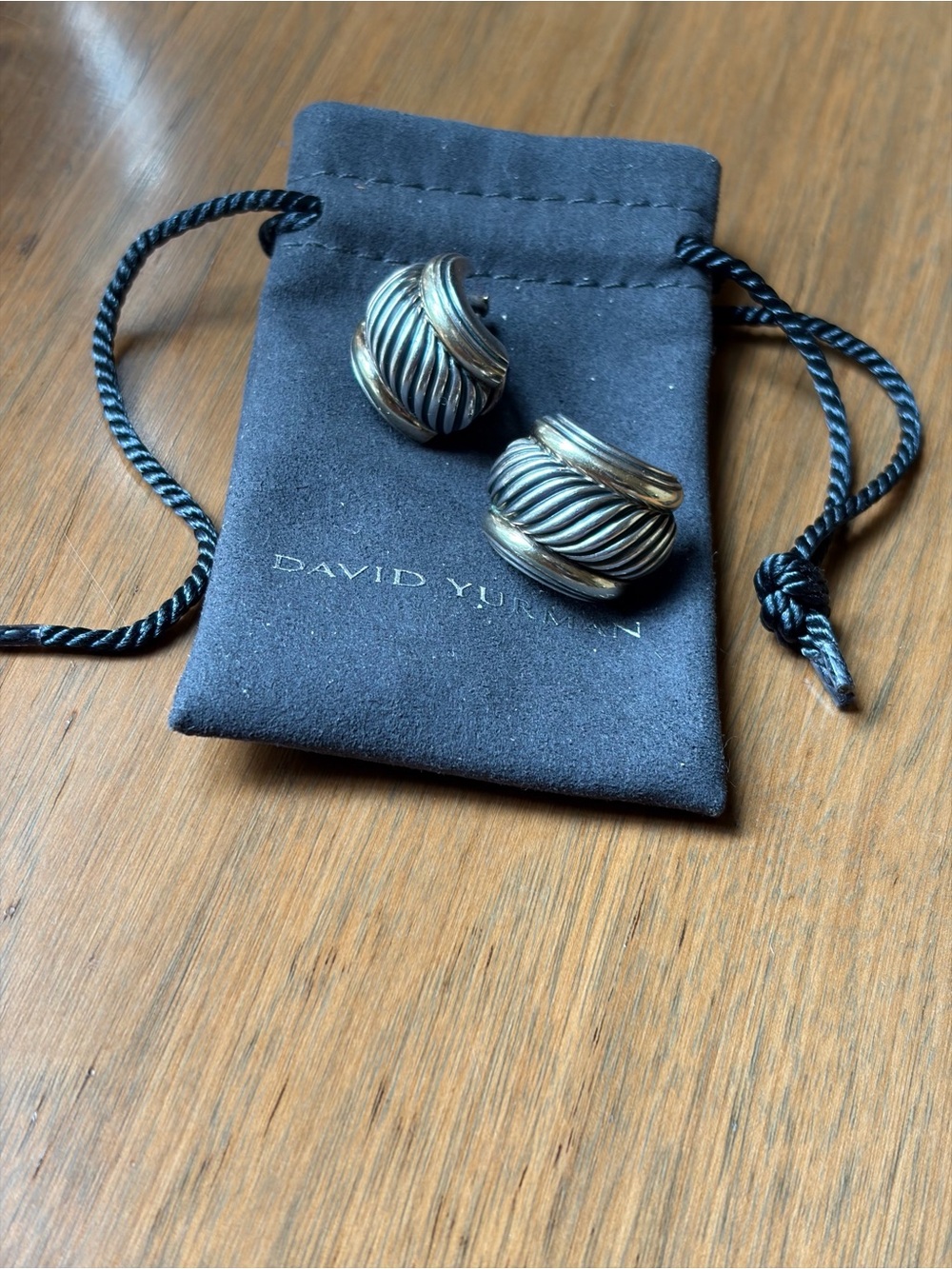 David Yurman Two-Tone Twisted Cable Dome Earrings - Silver & Gold